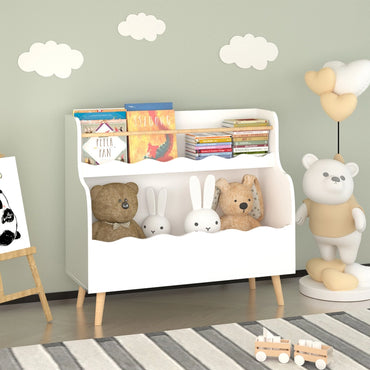 White Kids Bookshelf & Toy Storage Cabinet (Mdf)