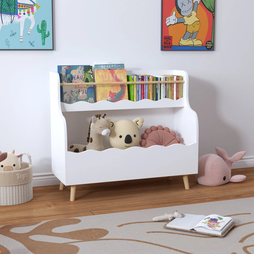 White Kids Bookshelf & Toy Storage Cabinet (Mdf)