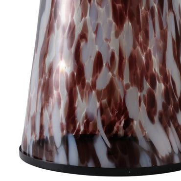 Side Table - Brown Glass Metal Artistic Pattern, 19 in.
