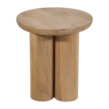Wood Round Side Table with Sculptural Base - Brown, 18 in.