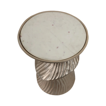 Side Table - Gold Marble Artistic Twisted Top, 22 in.