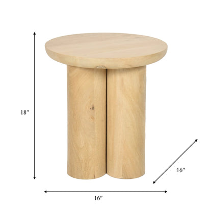 Wood Round Side Table with Sculptural Base - Brown, 18 in.
