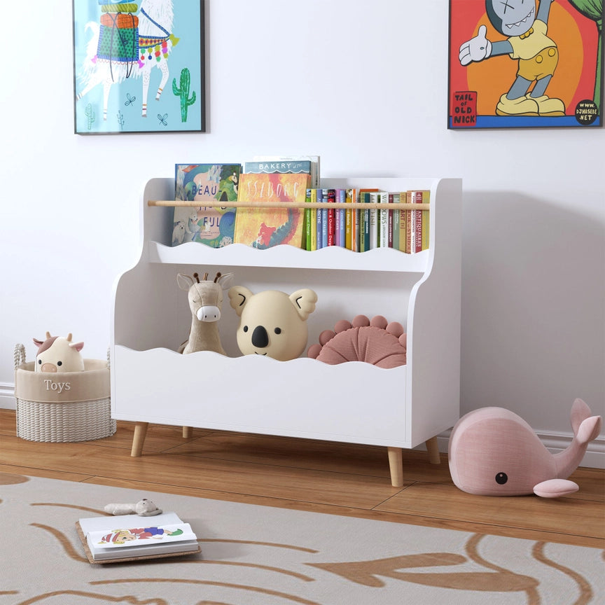 White Kids Bookshelf & Toy Storage Cabinet (Mdf)
