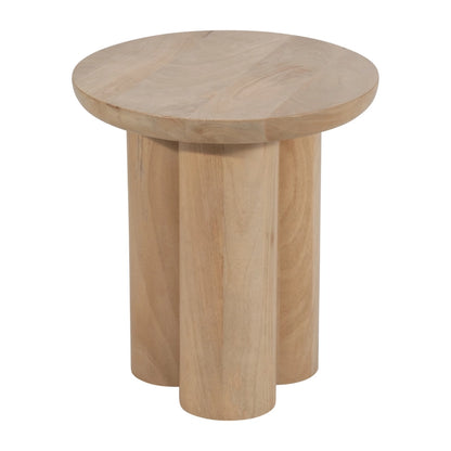 Wood Round Side Table with Sculptural Base - Brown, 18 in.