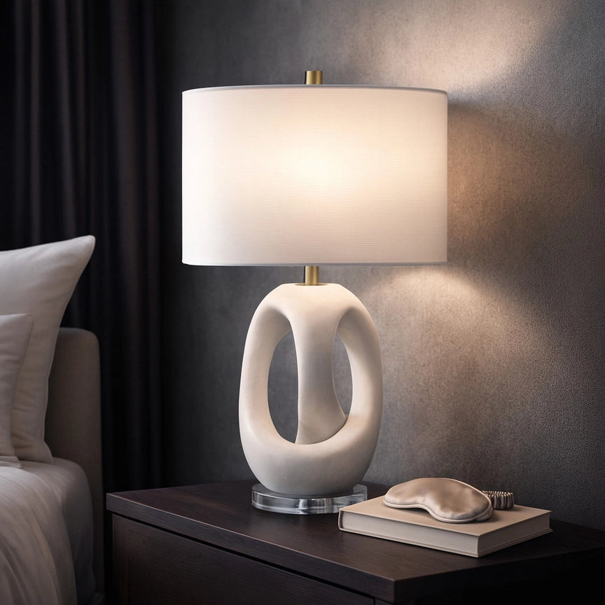 Table Lamp - White Quartz Modern Finish Details, 25 in.