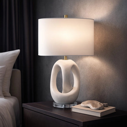 Table Lamp - White Quartz Modern Finish Details, 25 in.