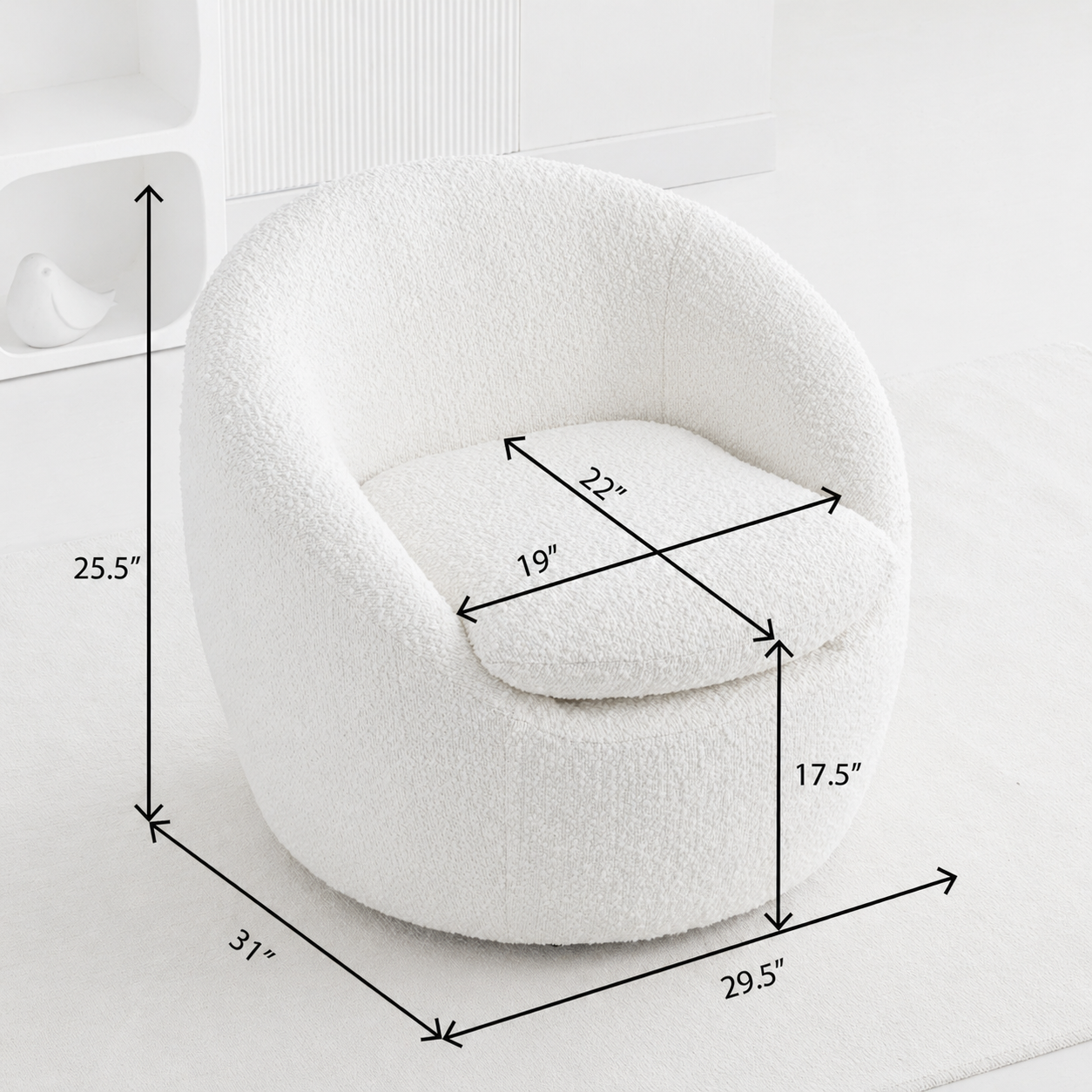 Winnie Swivel Boucle Barrel Chair