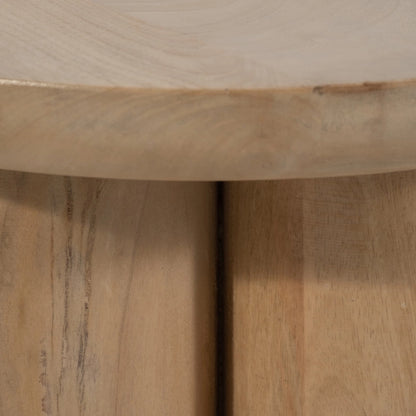 Wood Round Side Table with Sculptural Base - Brown, 18 in.