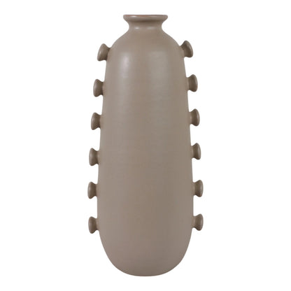 Decorative Vase - Tan Ceramic with Side Detailing, 18 in.