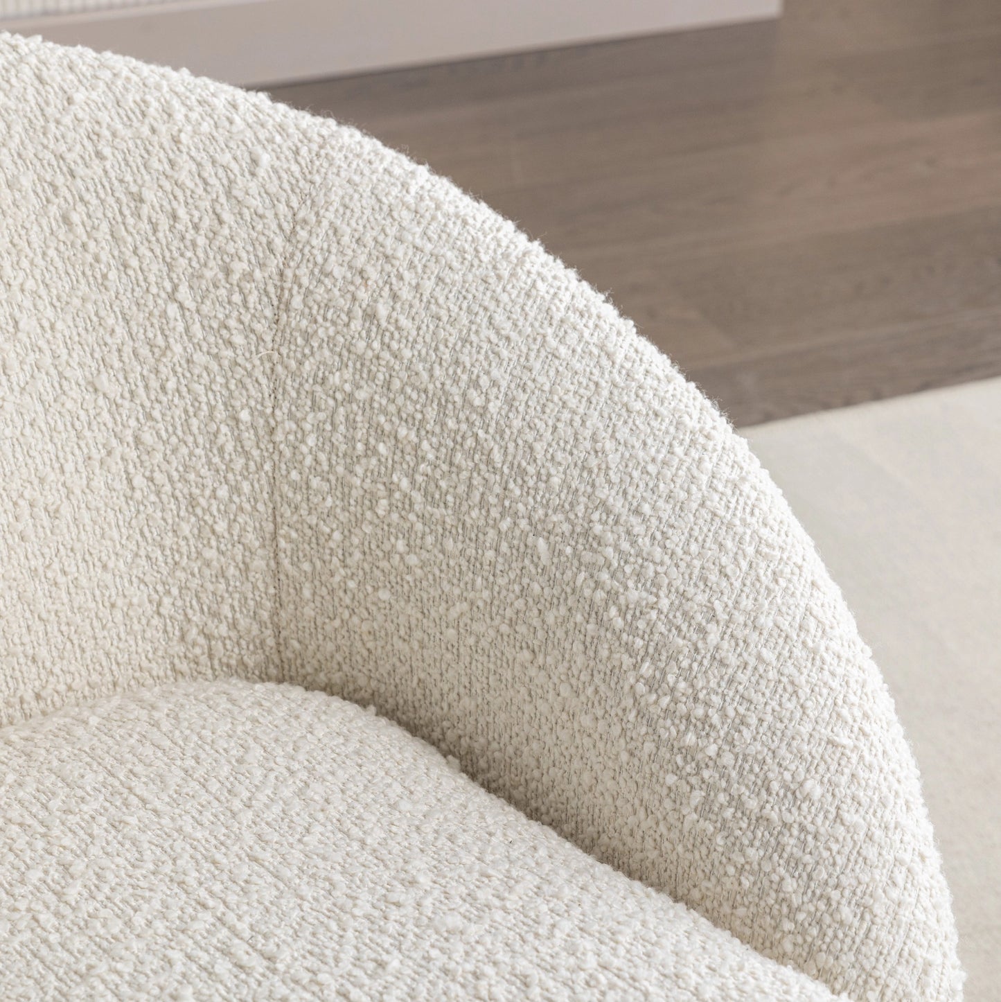 Winnie Swivel Boucle Barrel Chair