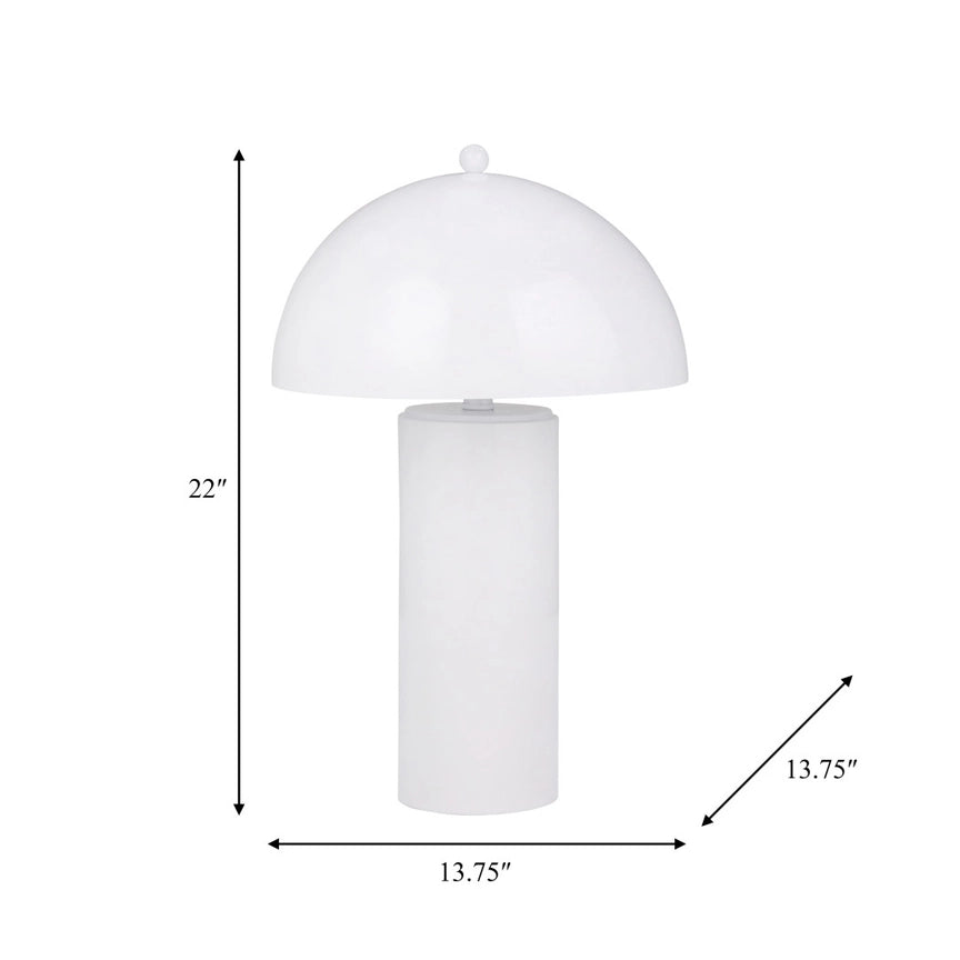 Table Lamp - White Metal Decorative Mushroom Dome, 22 in.