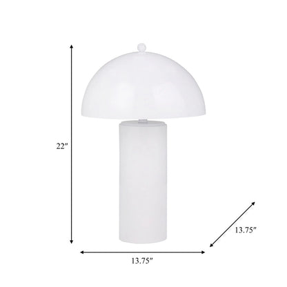 Table Lamp - White Metal Decorative Mushroom Dome, 22 in.