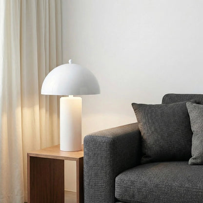 Table Lamp - White Metal Decorative Mushroom Dome, 22 in.