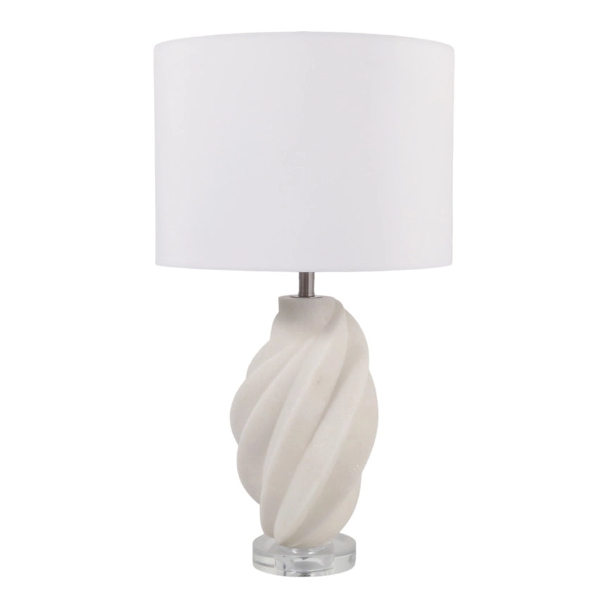 Table Lamp - White Resin Glass Sculptural Twist Base, 25 in.