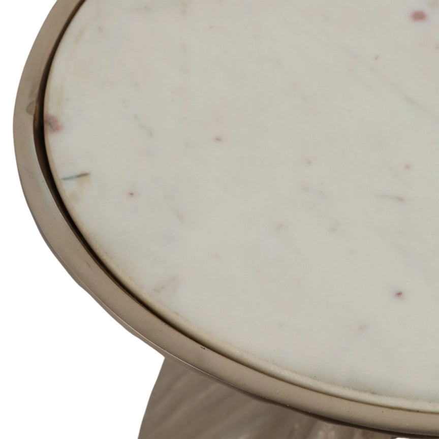 Side Table - Gold Marble Artistic Twisted Top, 22 in.