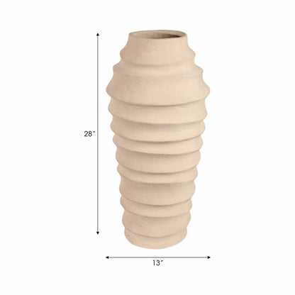 Decorative Floor Vase - Ivory Ecomix Textured Ribbed, 28 in.