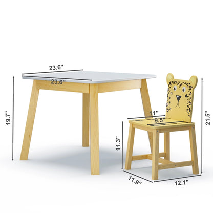 Kids Table and Chair Set with Cartoon Animal Backs, 5-Piece