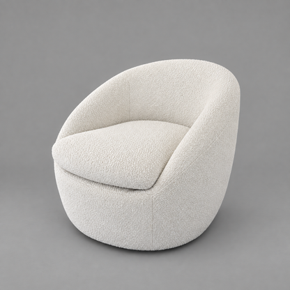 Winnie Swivel Boucle Barrel Chair