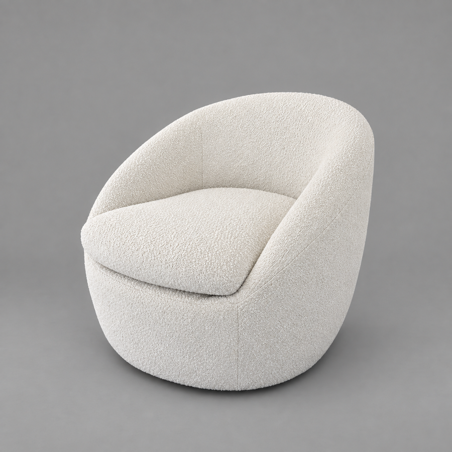 Winnie Swivel Boucle Barrel Chair