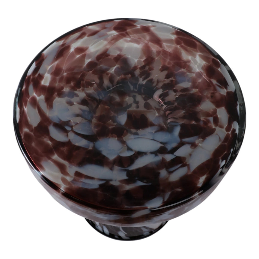 Side Table - Brown Glass Metal Artistic Pattern, 19 in.