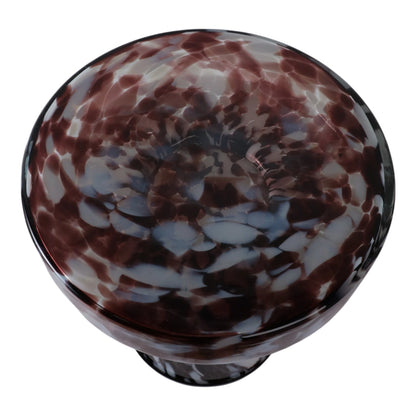 Side Table - Brown Glass Metal Artistic Pattern, 19 in.