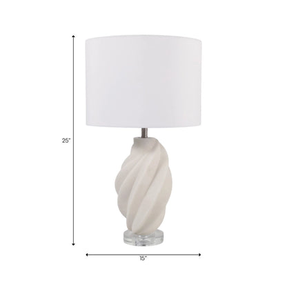 Table Lamp - White Resin Glass Sculptural Twist Base, 25 in.