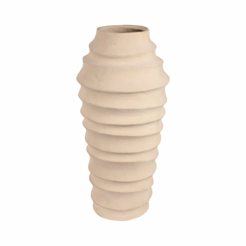 Decorative Floor Vase - Ivory Ecomix Textured Ribbed, 28 in.