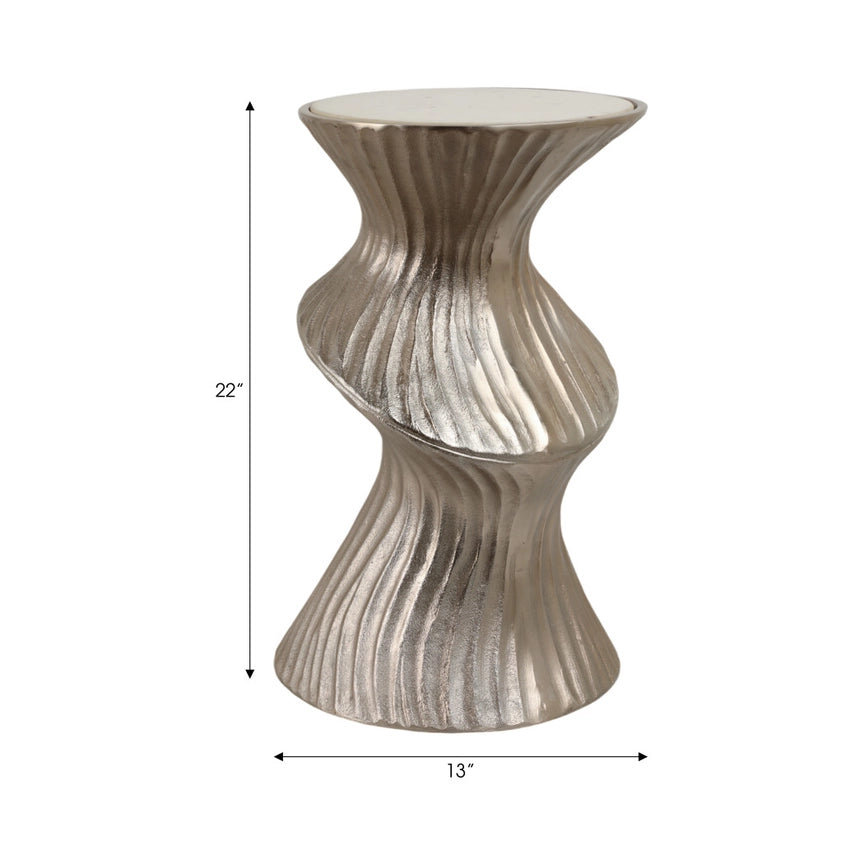 Side Table - Gold Marble Artistic Twisted Top, 22 in.
