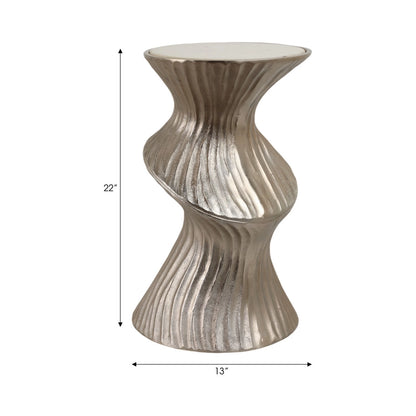 Side Table - Gold Marble Artistic Twisted Top, 22 in.