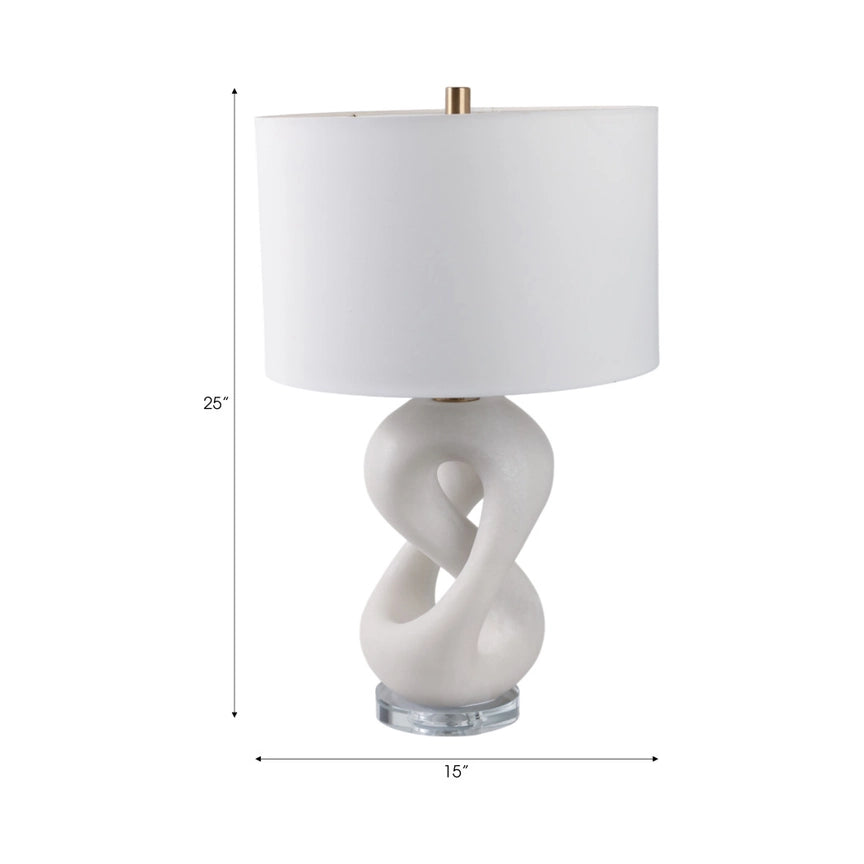 Table Lamp - White Quartz Modern Finish Details, 25 in.