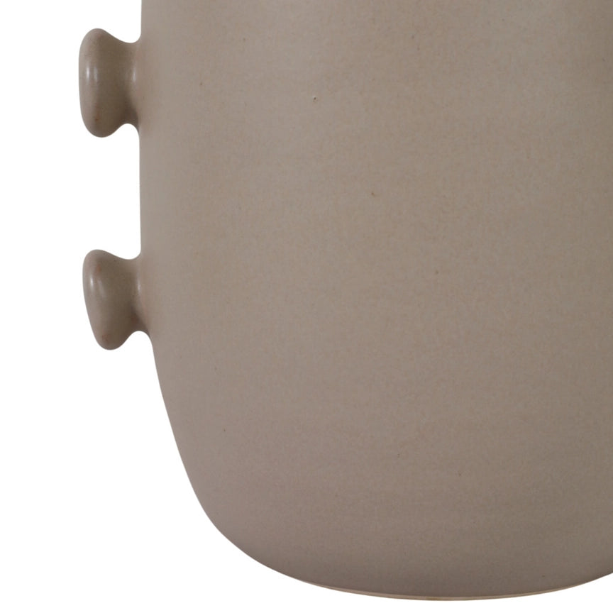 Decorative Vase - Tan Ceramic with Side Detailing, 18 in.