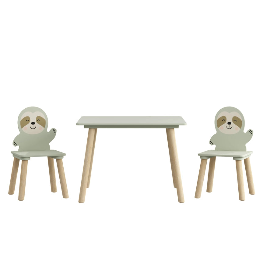 Kids Table and Chair Set with 2 Sloth Chairs, Sage Green
