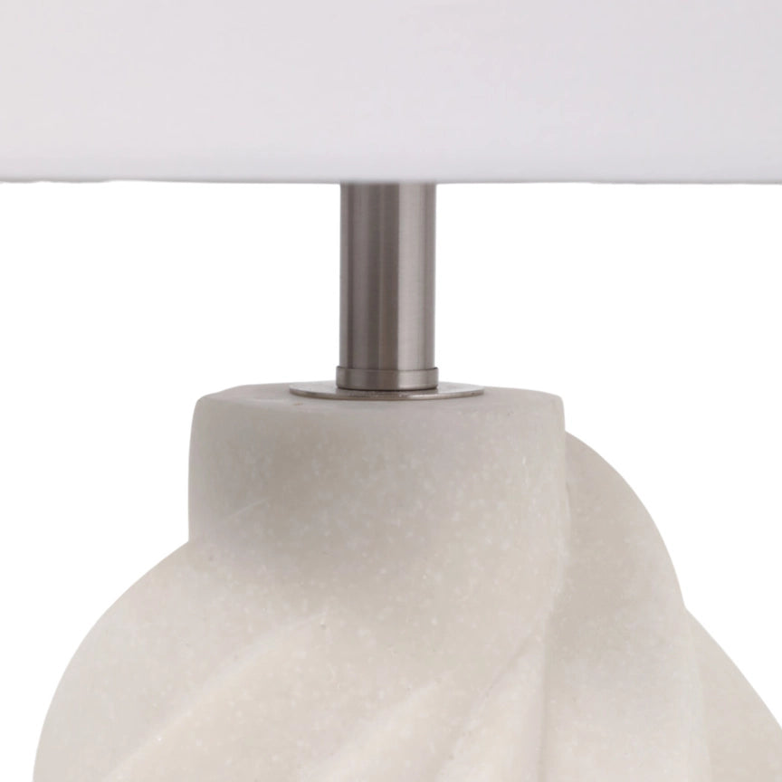 Table Lamp - White Resin Glass Sculptural Twist Base, 25 in.