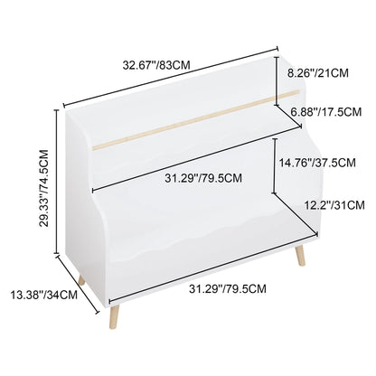 White Kids Bookshelf & Toy Storage Cabinet (Mdf)