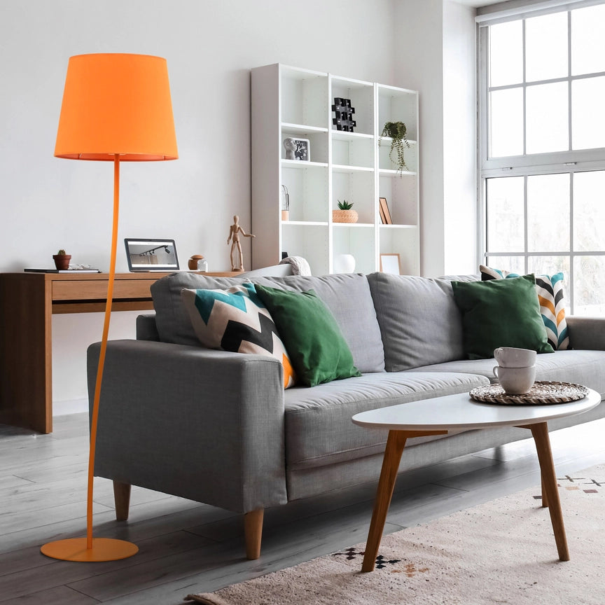 Nicola Orange Mid-Century Modern Floor Lamp