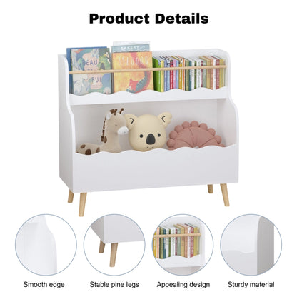 White Kids Bookshelf & Toy Storage Cabinet (Mdf)